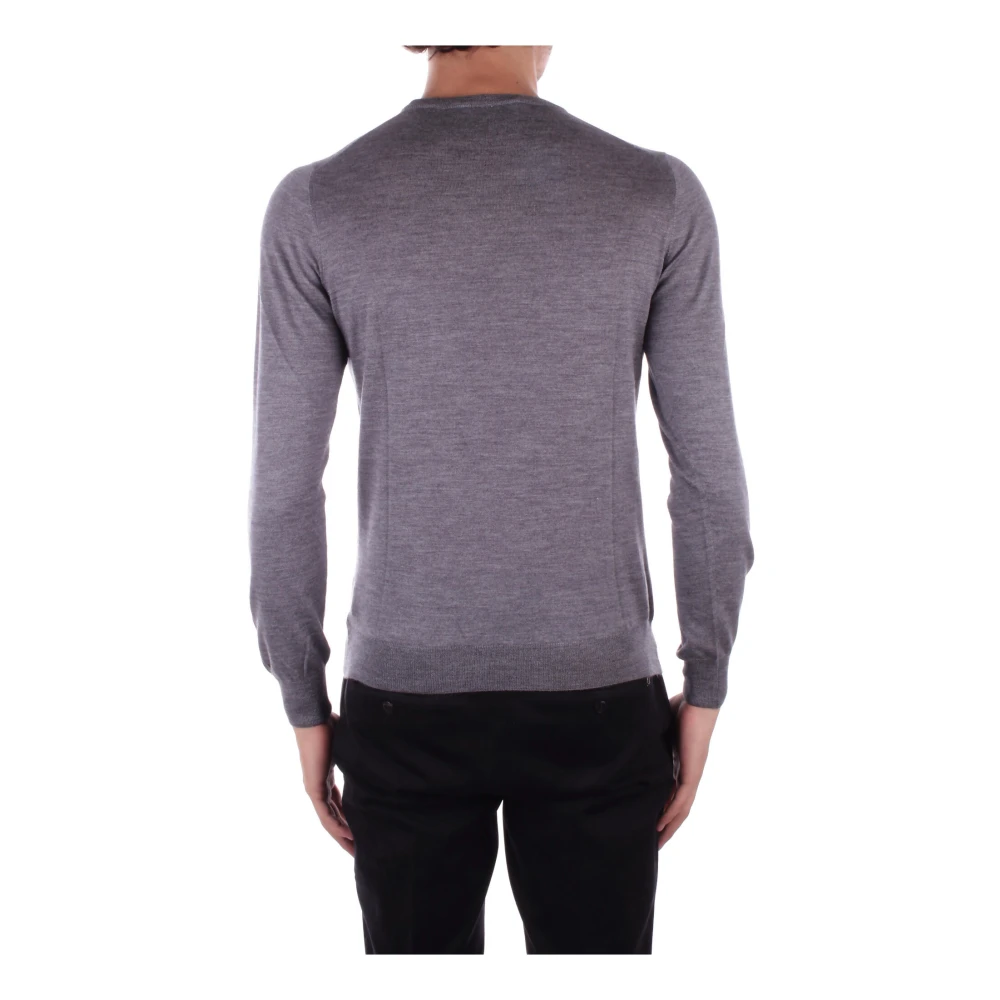 Tagliatore Grijze Trui Zijde Wol Mix Gray Heren