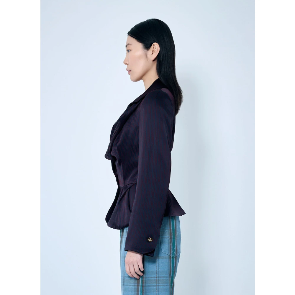 Vivienne Westwood Gestreepte Jacquard Getailleerde Blazer Purple Dames