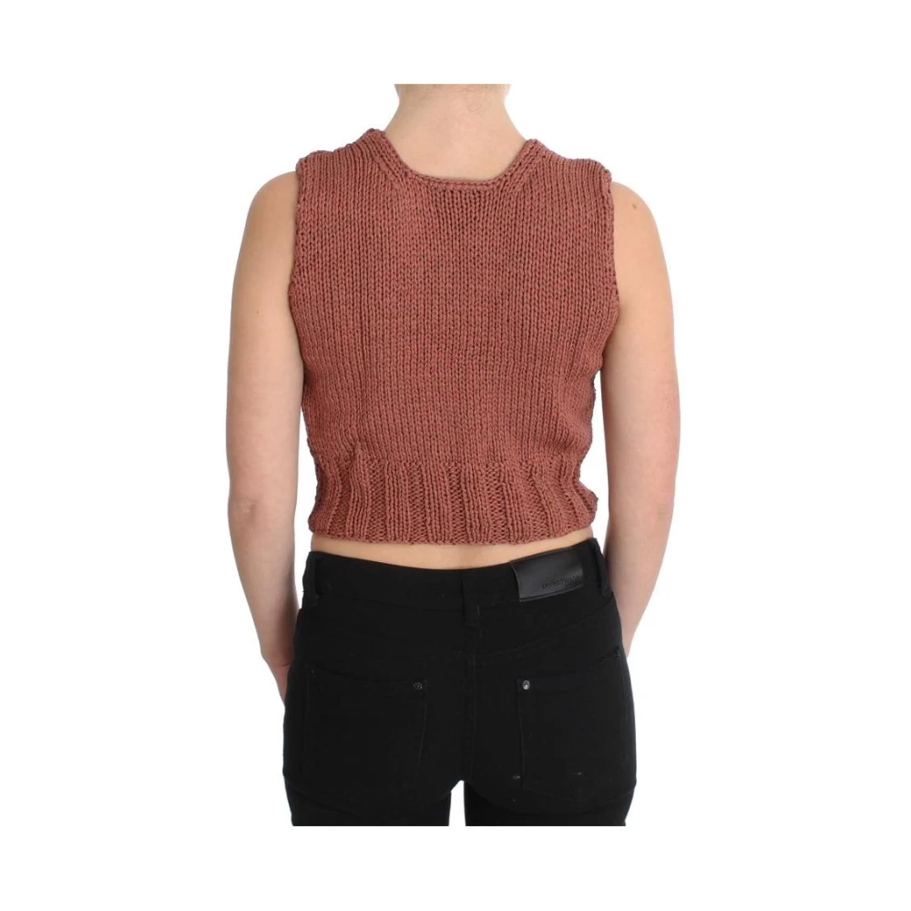 Pink Memories Rode Gebreide Crop Top Trui Red Dames