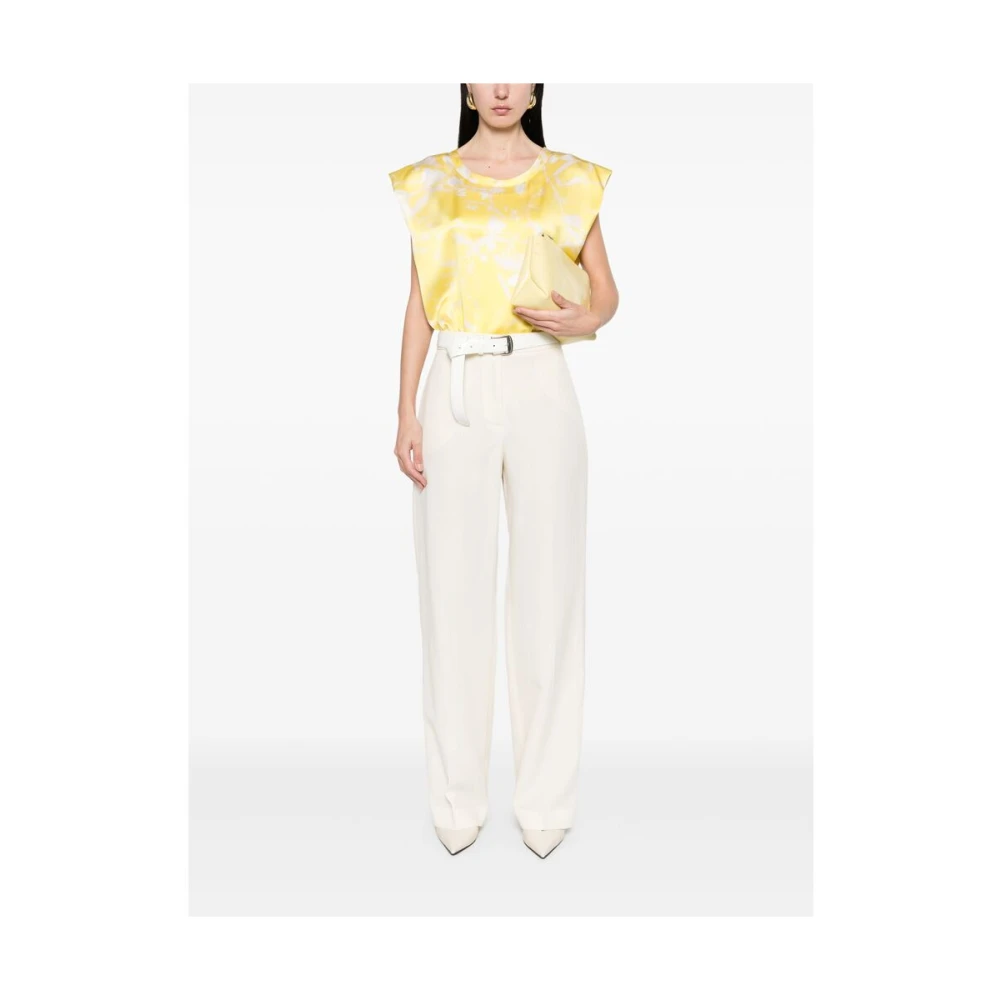 Fabiana Filippi Jasmijn Geel Bladprint Boothals Multicolor Dames