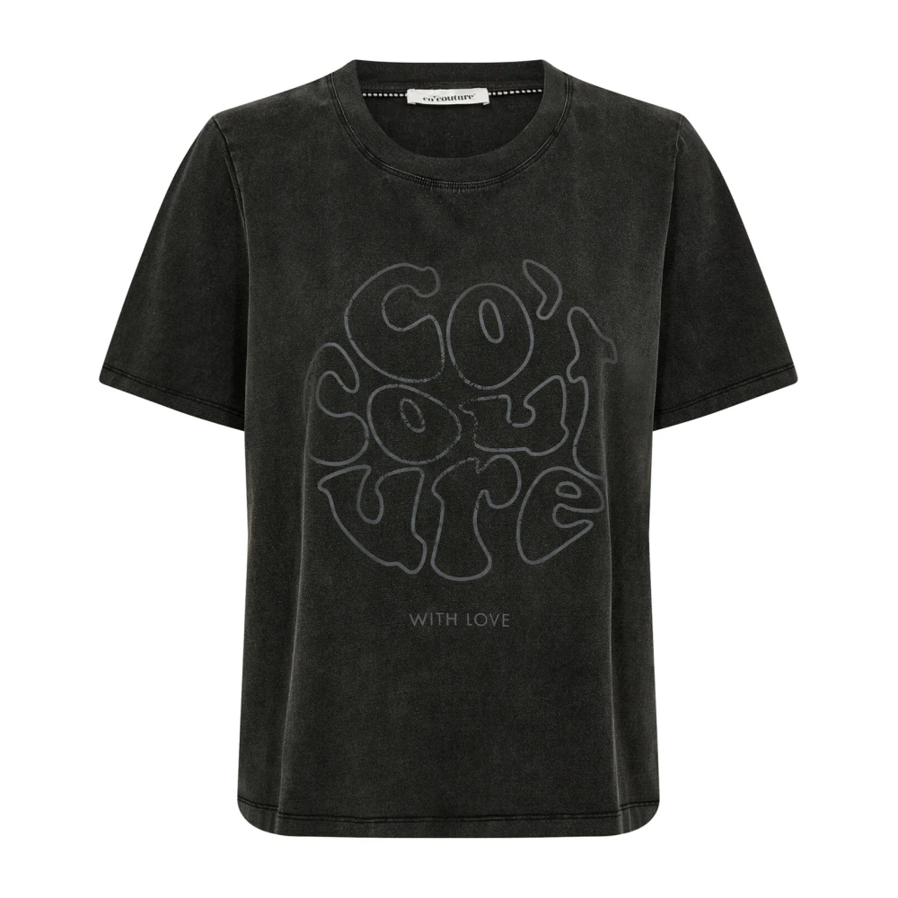 Co'Couture Zwarte Acid Tee Top Black Dames