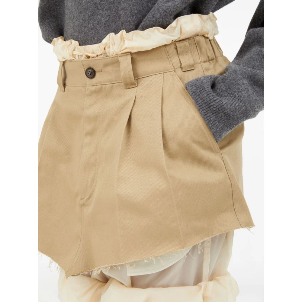 Maison Margiela Beige Gelaagde Shorts Rode Zoom Beige Dames