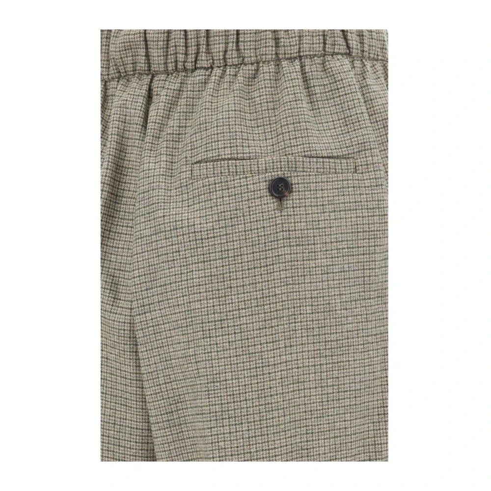 pinko Geruite wollen broek met trekkoord Green Dames