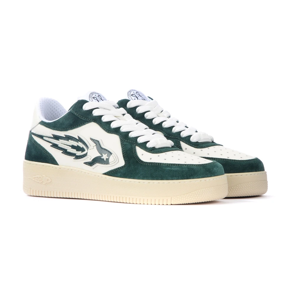 Enterprise Japan New Drop Beige en Groene Leren Sneakers Green Heren