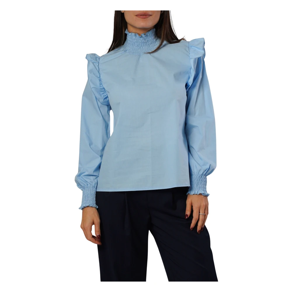 H2O Elegant gerimpeld hemelsblauw overhemd Blue Dames