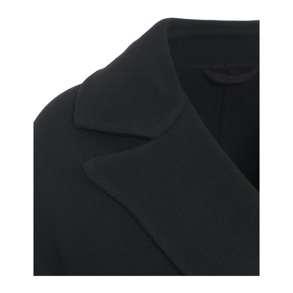 closed Zwarte Double-breasted Wollen Jas Aw24 Black Dames