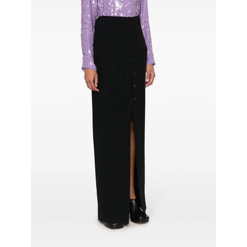 Dries Van Noten Elegante Witte Geborduurde Rok Black Dames