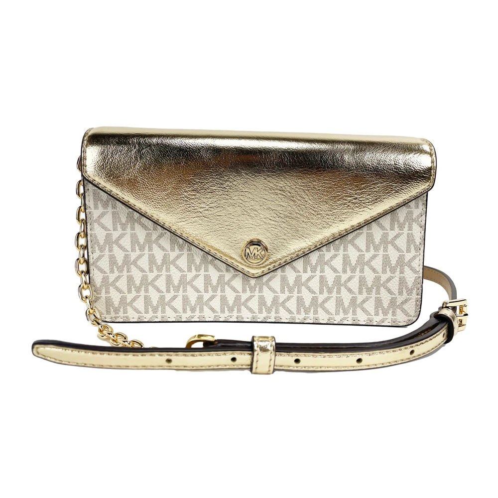 Michael Kors Pale Gold Flap Clutch Crossbody Tas Yellow Dames