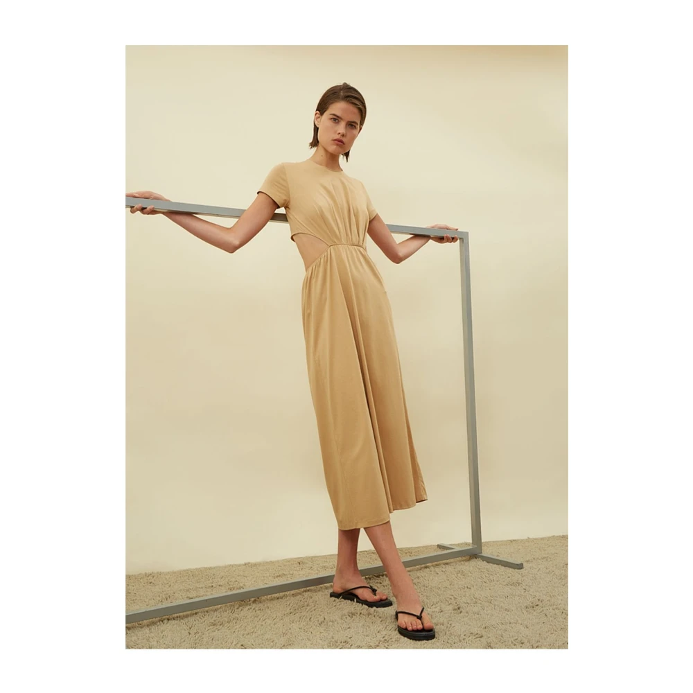 Loulou Studio Open-Rug Supima Katoenen Jurk Beige Dames