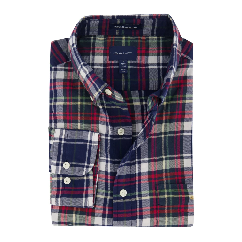 Gant Casual Blauw Geruit Overhemd Blue Heren