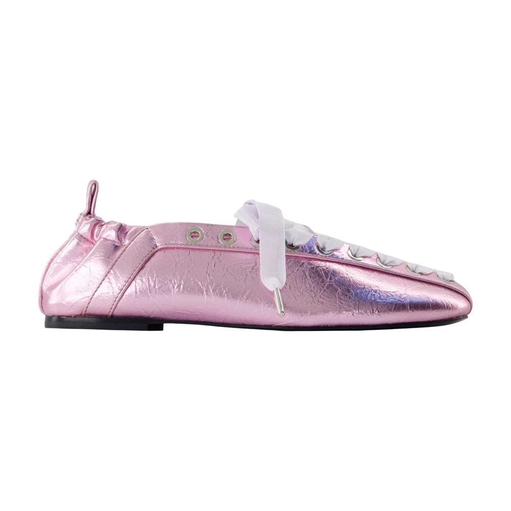 Ganni Women's Pink Lace-Up Ballerinas - Ballerina Shoes - 8 Uk - Shoes