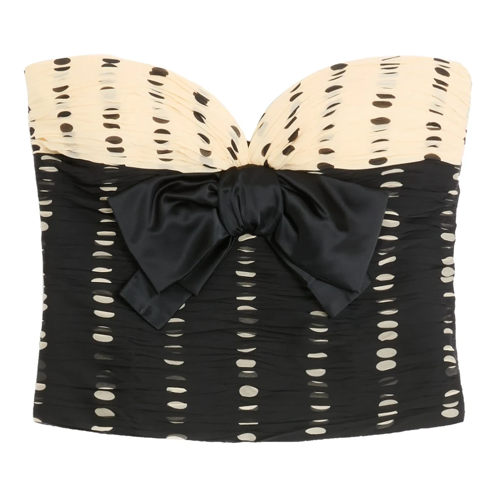 Valentino Garavani Women's Black Sleeveless Tops, Xs, Silk Draped Bow Shirt