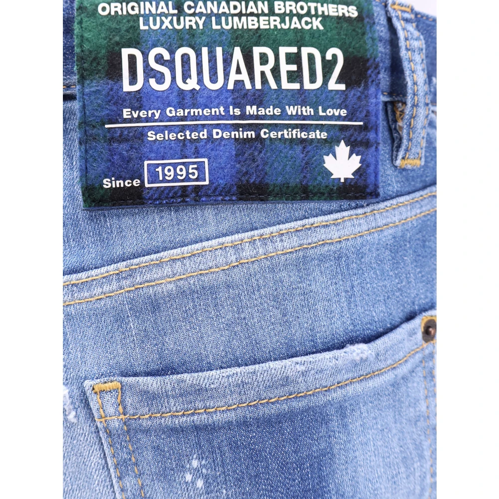 Dsquared2 Denim Bermuda Shorts met Logo Knopen Blue Heren