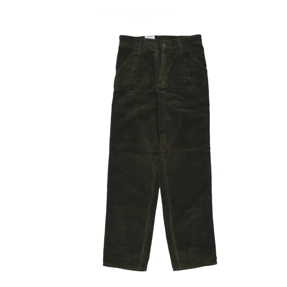 Carhartt Wip Men's Green Velvet Work Trousers With Tool Pockets