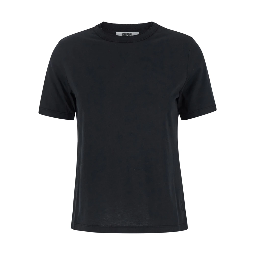 Mauro Grifoni Zwarte Ronde Hals Tee voor Mannen Black Dames