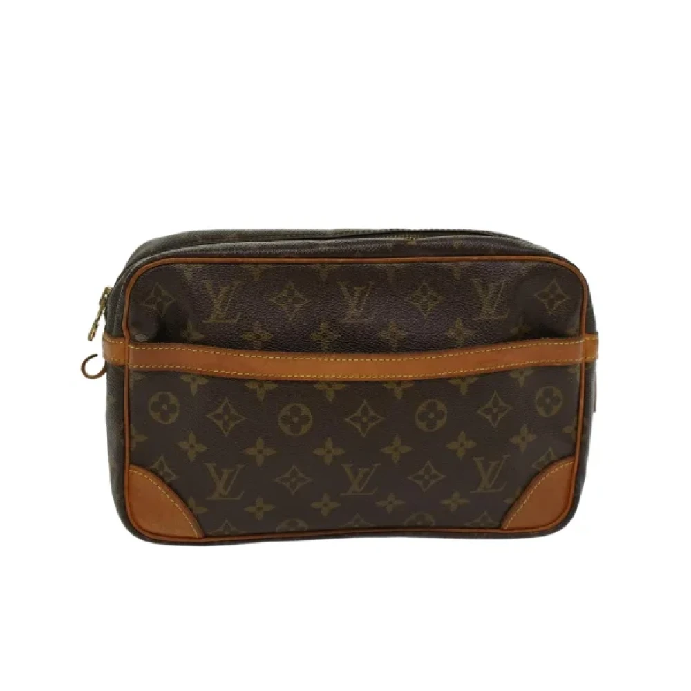 Brugt Brunt Lerret Louis Vuitton Compiegne Clutch Taske