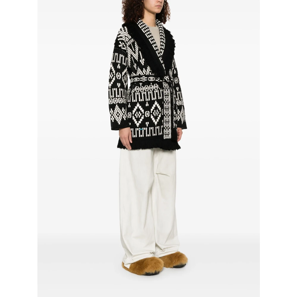 Alanui Zwart Witte Cardigan voor Vrouwen Black Dames