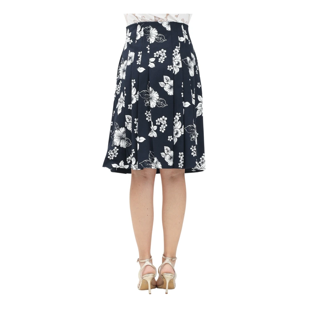 Max Mara Blauwe Bloemen Midi Rok Elegant Lente Blue Dames