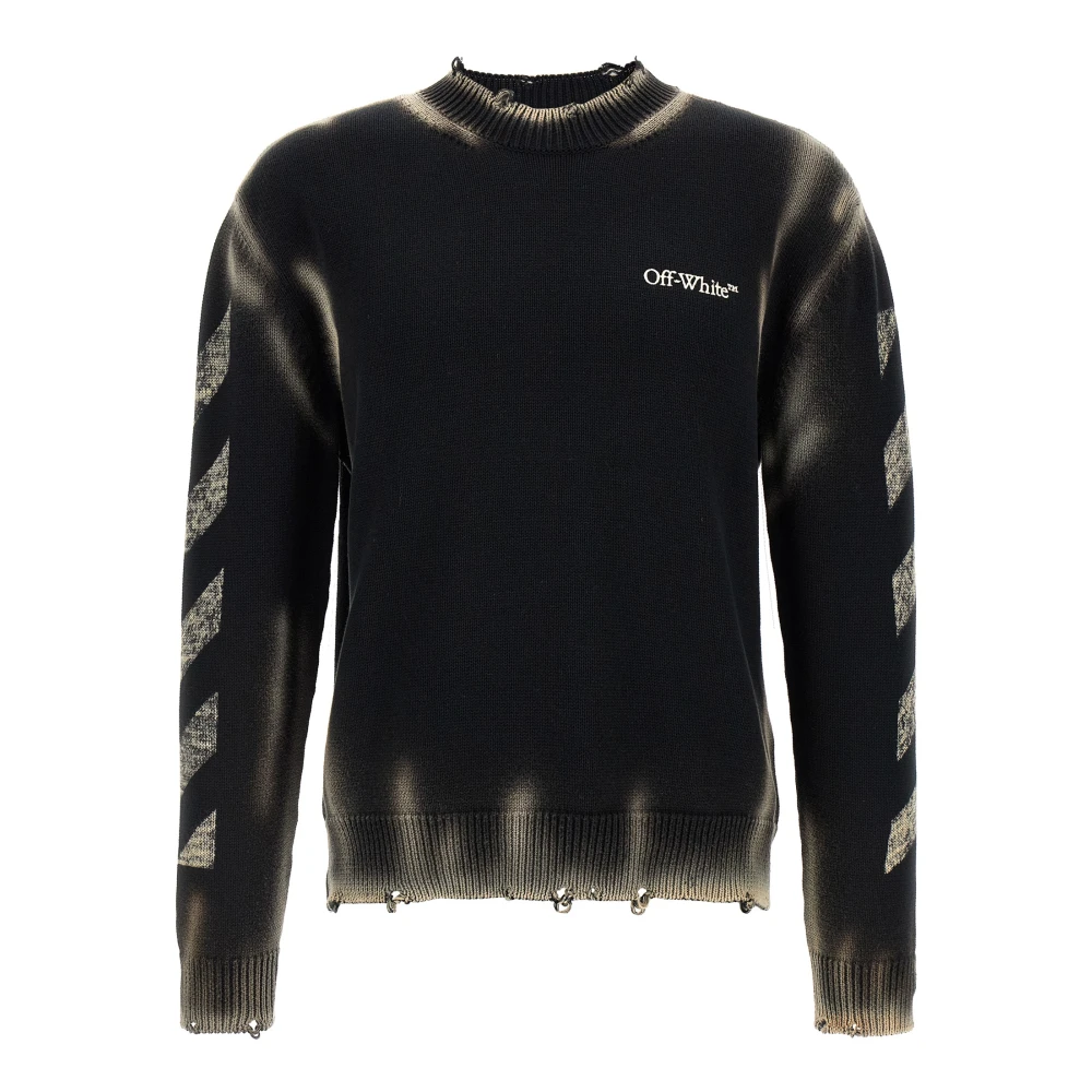 Off White Black Diag Arr Corrosion Jumper - Male - Round-Neck Knitwear - M - Knitwear