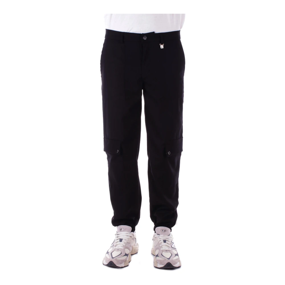 Costume National Zwarte broek met logodecoratie Black Heren