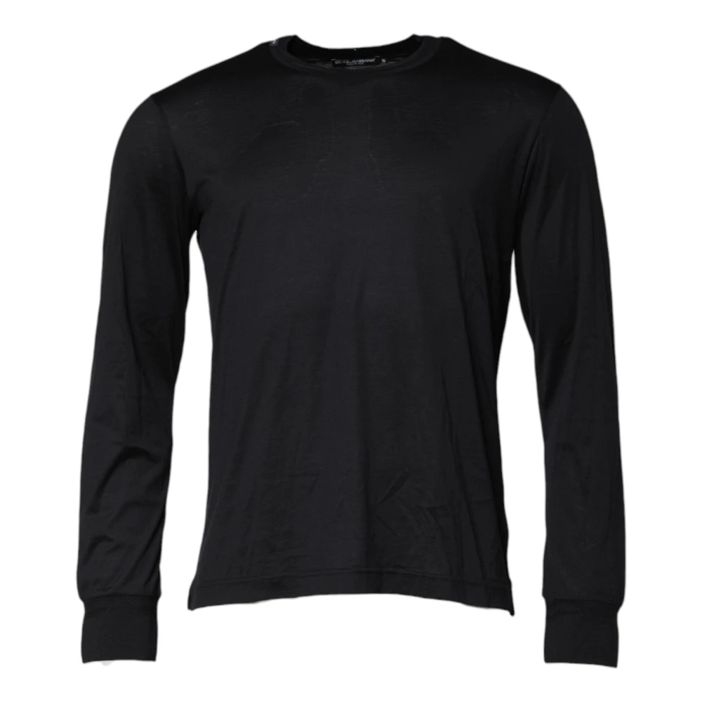 Dolce & Gabbana Men's Blue Dark Silk Crew Neck Jumper - Round-Neck Knitwear - Xs - Knitwear