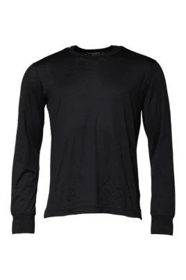 Mörkblå Silke Crew Neck Tröja