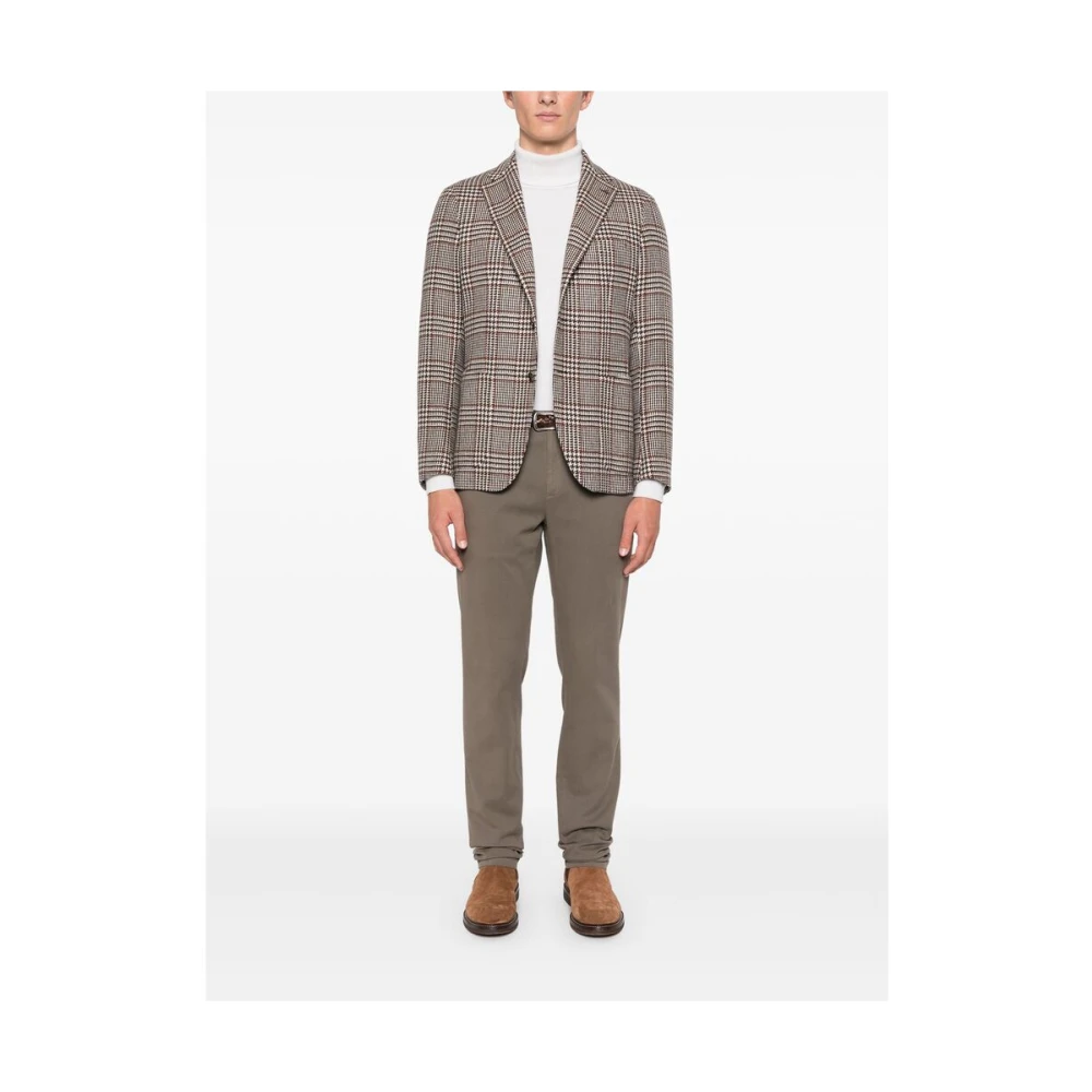 Canali Taupe Bruine Slim Fit Twill Broek Brown Heren