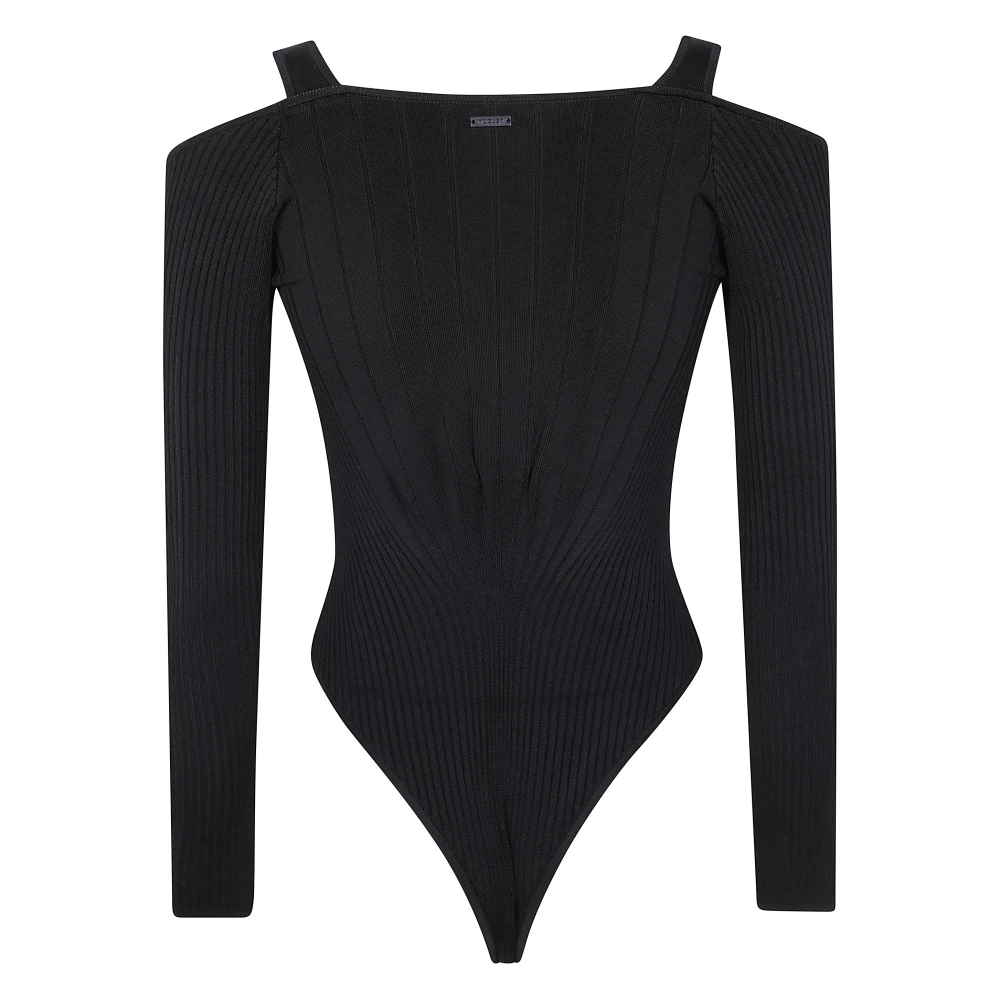 Mugler Stijlvolle lange mouwen bodysuit Black Dames