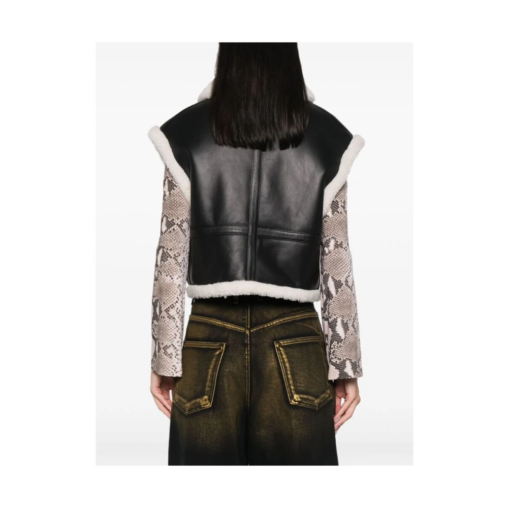 Suprema Zwarte leren shearling vest Black Dames