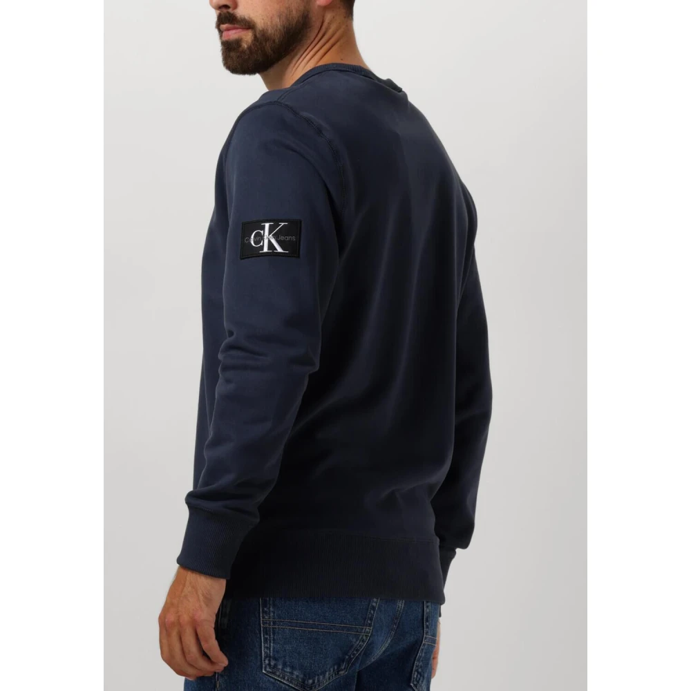 Calvin Klein Badge Crew Neck Sweater Blue Heren