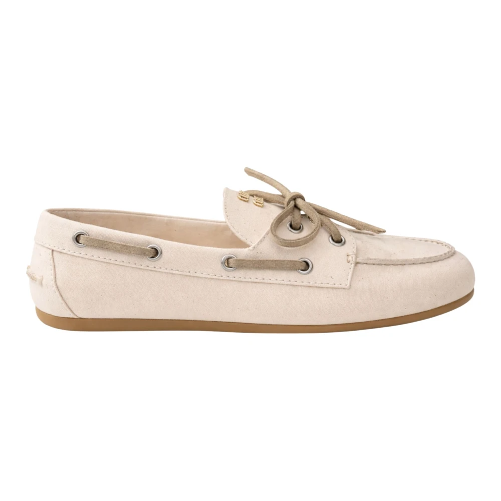 Miu Miu Canvas Deck Shoes - Female - Boat Shoes - Beige - 3 1/2 Uk - Shoes