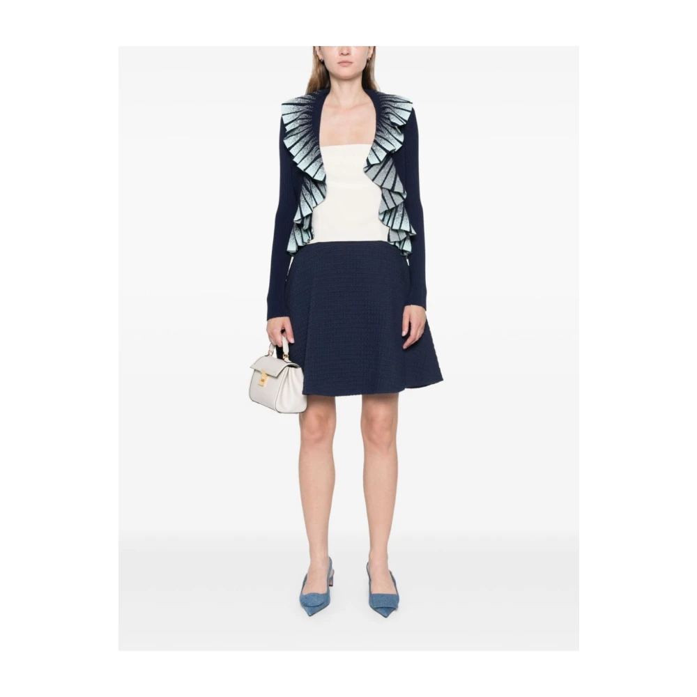Emporio Armani Blauwe Waffle Knit A-Lijn Rok Blue Dames