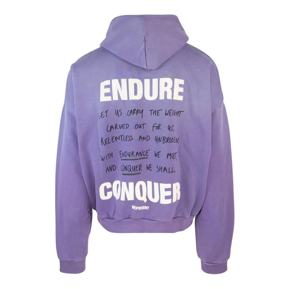 Represent Paarse hoodie losse pasvorm geribbelde zoom katoen Purple Heren