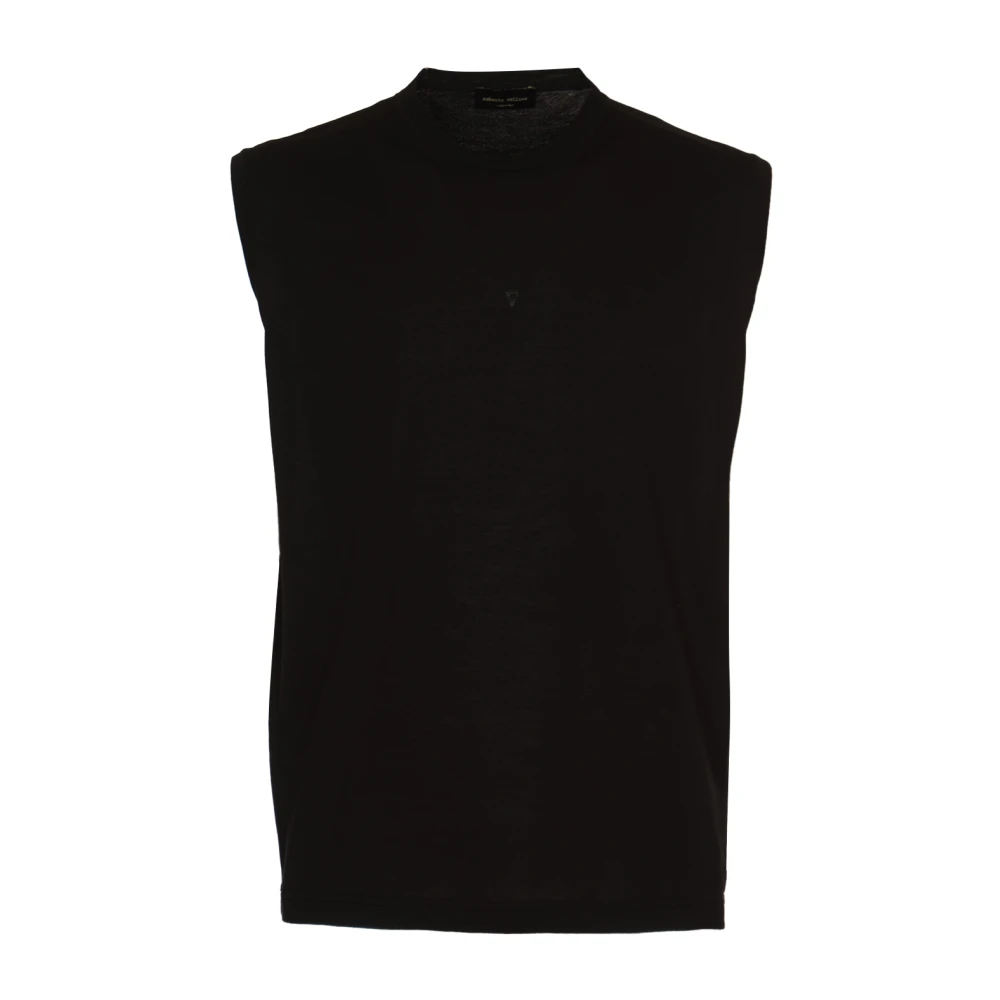 Roberto Collina Zwarte Sweater Vest Smanicato Black Heren