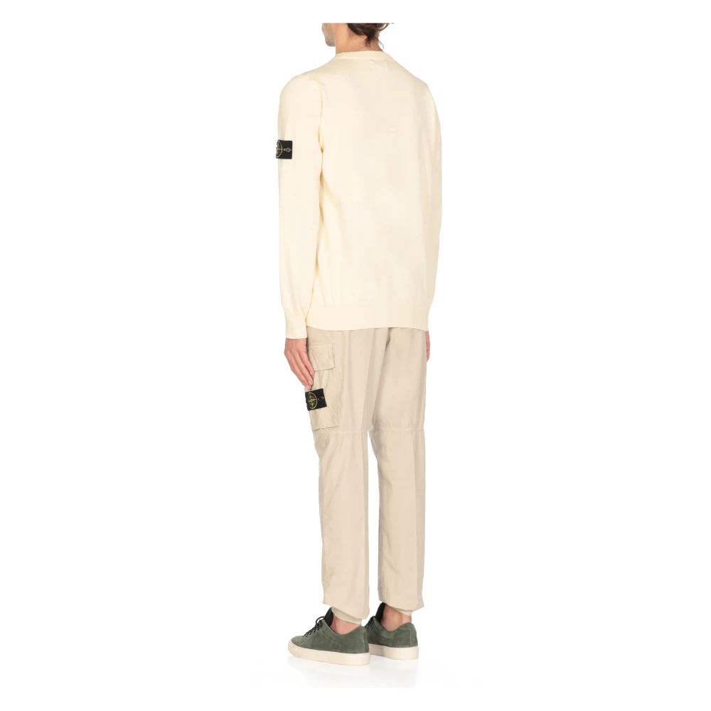 Stone Island Ivoor Katoenen Trui met Logopatch Beige Heren