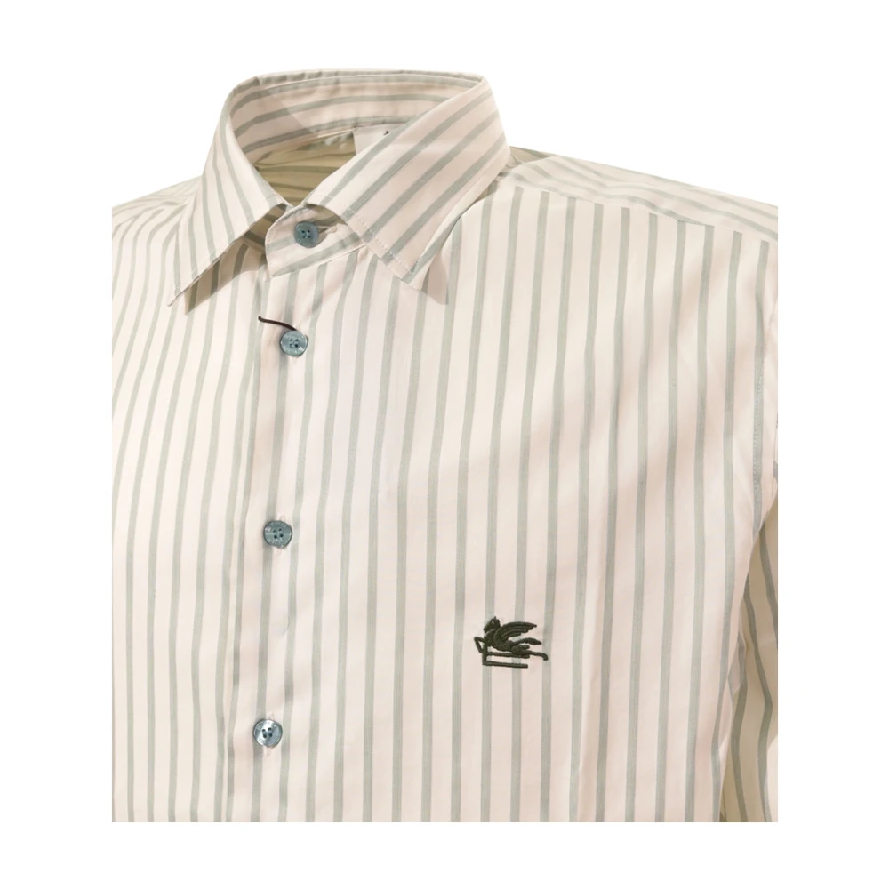 ETRO Gestreept Wit Overhemd met Franse Kraag Multicolor Heren
