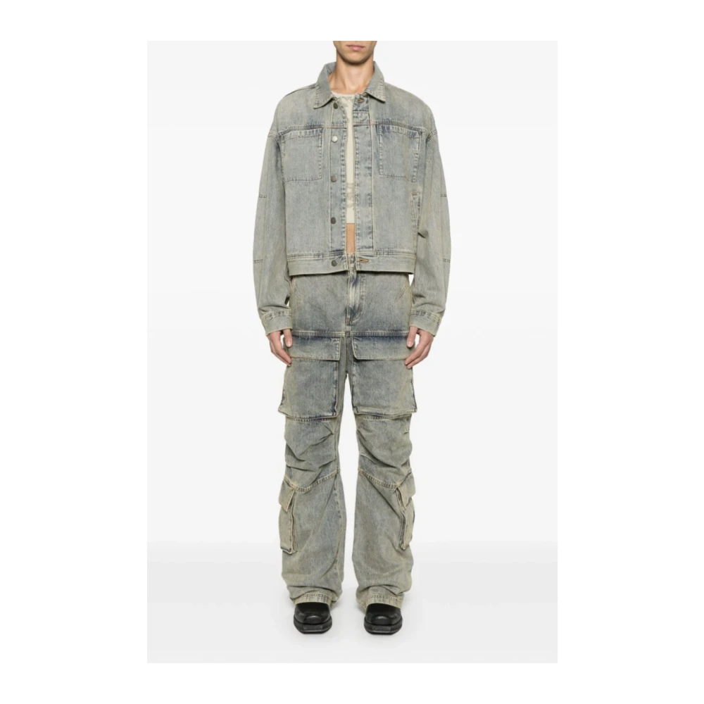 Entire Studios Grijze Cargo Denim Golfoppervlak Blue Heren