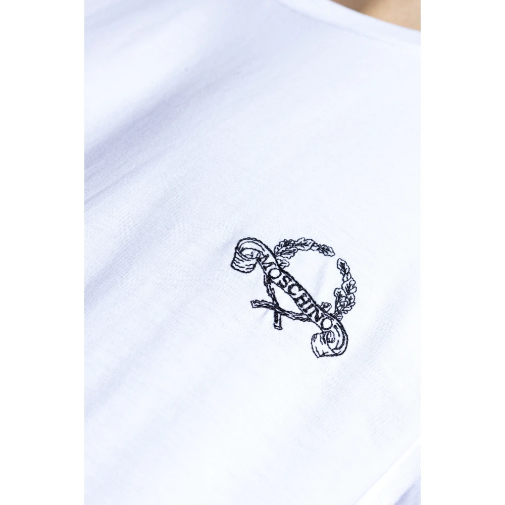 Moschino T-shirt met geborduurd logo White Heren