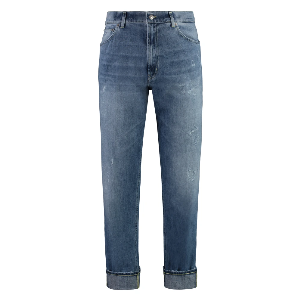 Dondup Slim Fit Jeans met Distressed Details Blue Heren