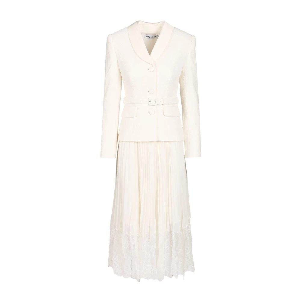 Self Portrait Bouclé Midi Dress - Female - Midi Dresses - White - Xs - Dresses