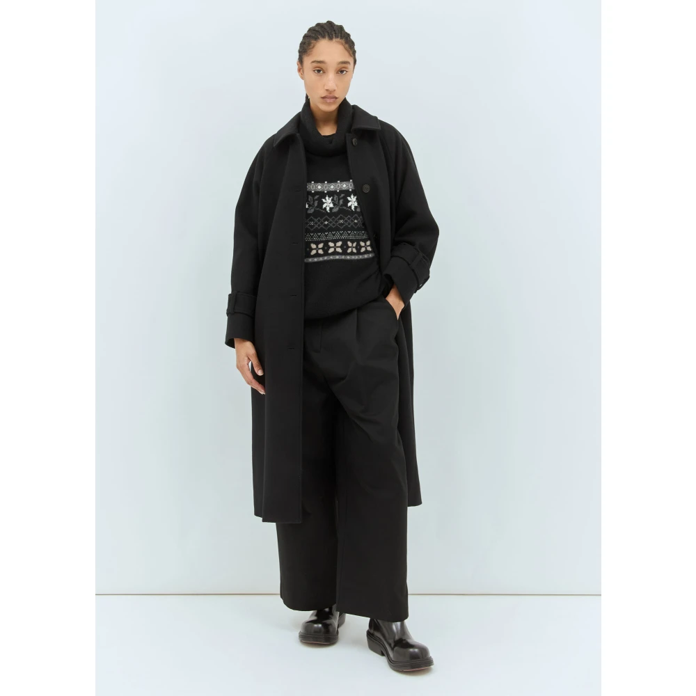 Skall Studio Grafische Jacquard Wol T-Neck Sweater Black Dames