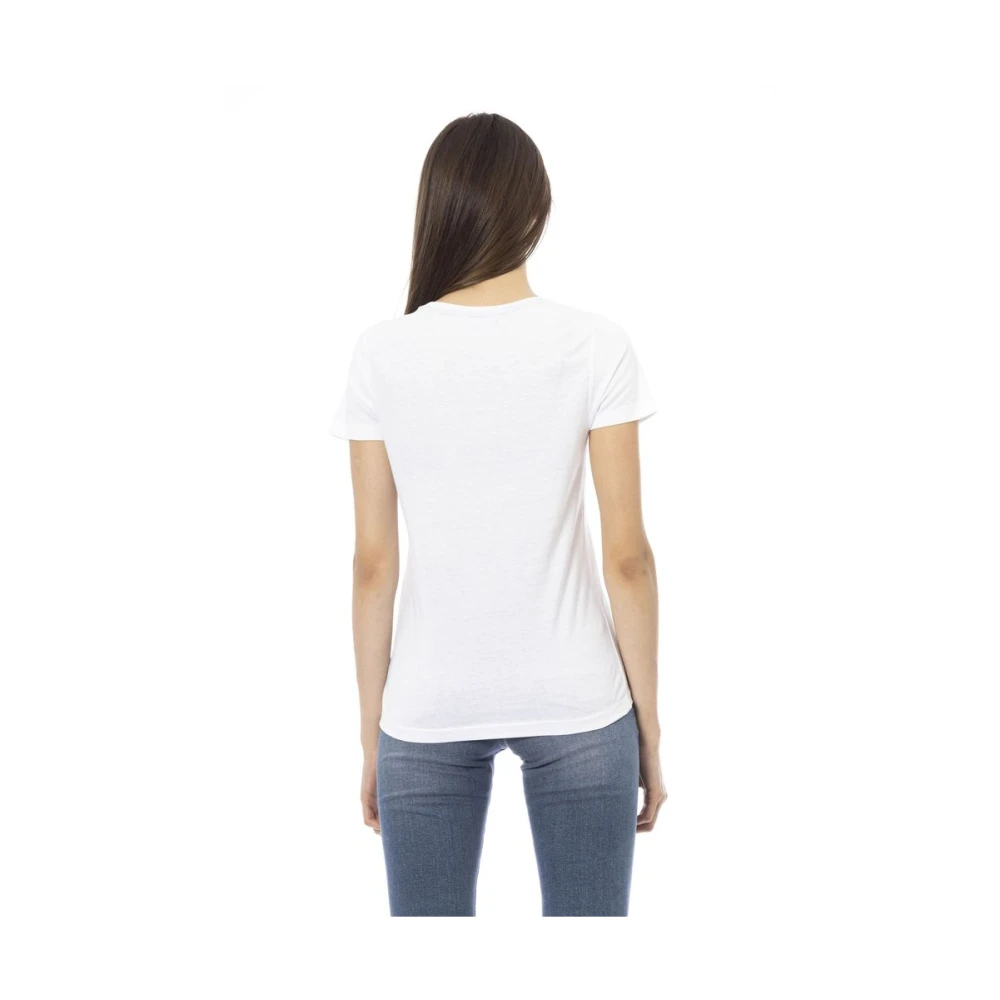Trussardi Wit Katoenen T-shirt met Korte Mouwen en Voorkant Print White Dames