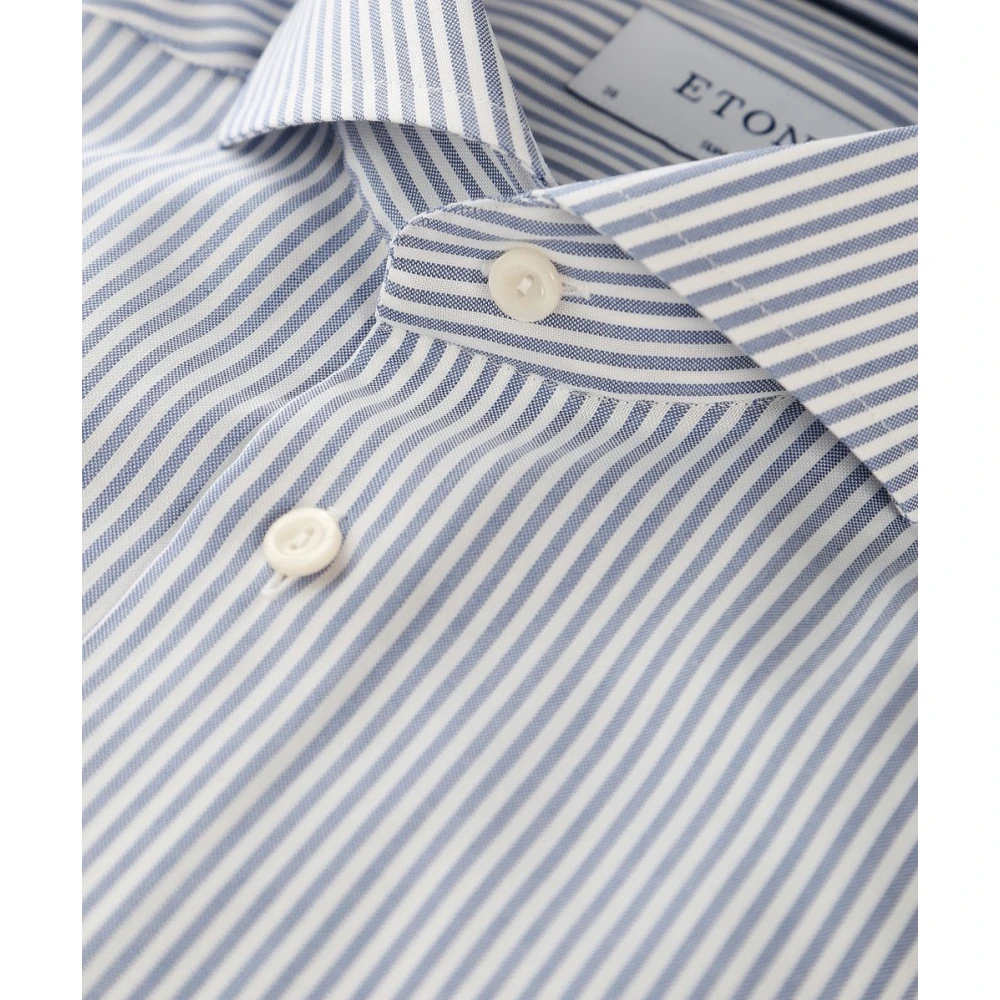 Eton Gestreept Getailleerd Overhemd Blue Heren