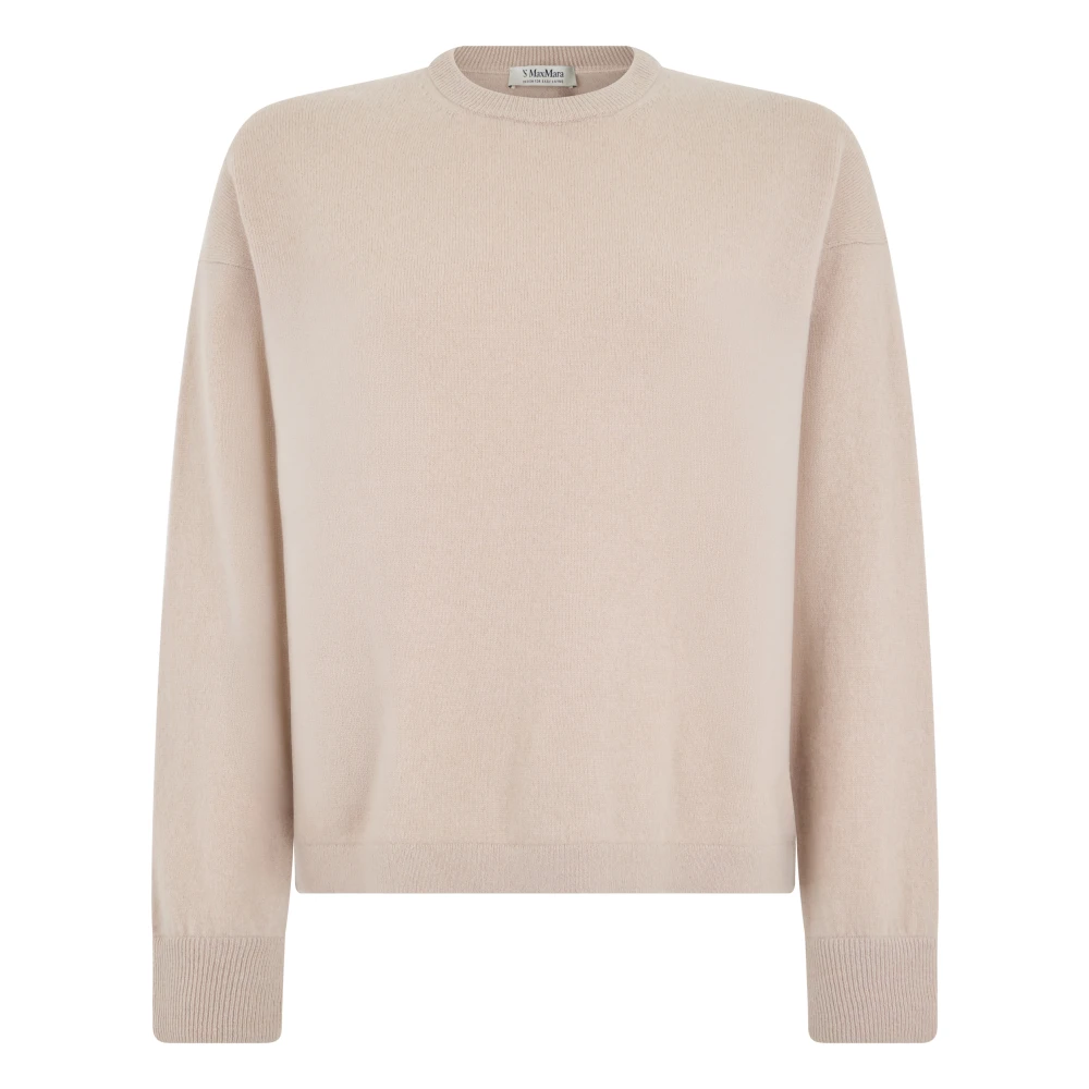 Max Mara Women's Beige Nebbie Crewneck Jumper - Round-Neck Knitwear - S - Knitwear