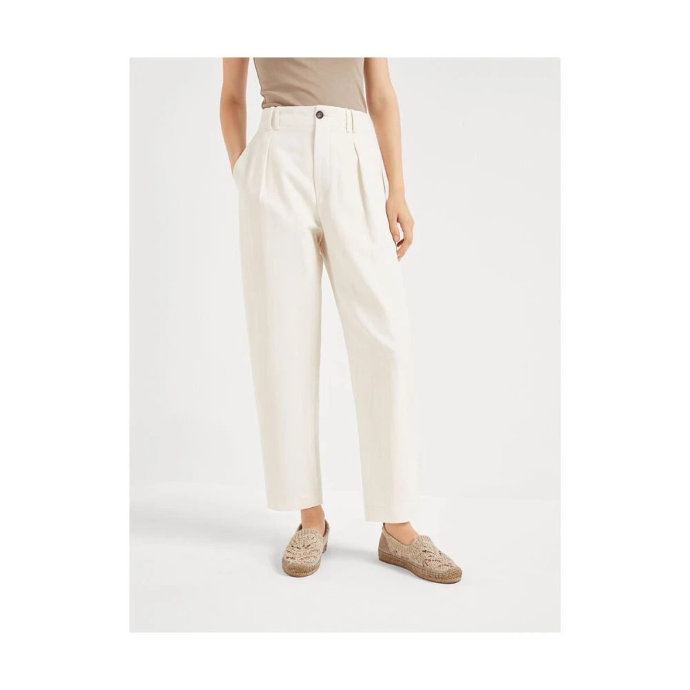 BRUNELLO CUCINELLI Witte Pantalon met Verborgen Rits White Dames
