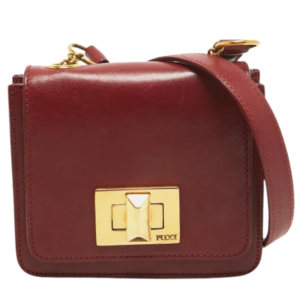 Emilio Pucci Pre-owned Leather shoulder-bags Red Dames