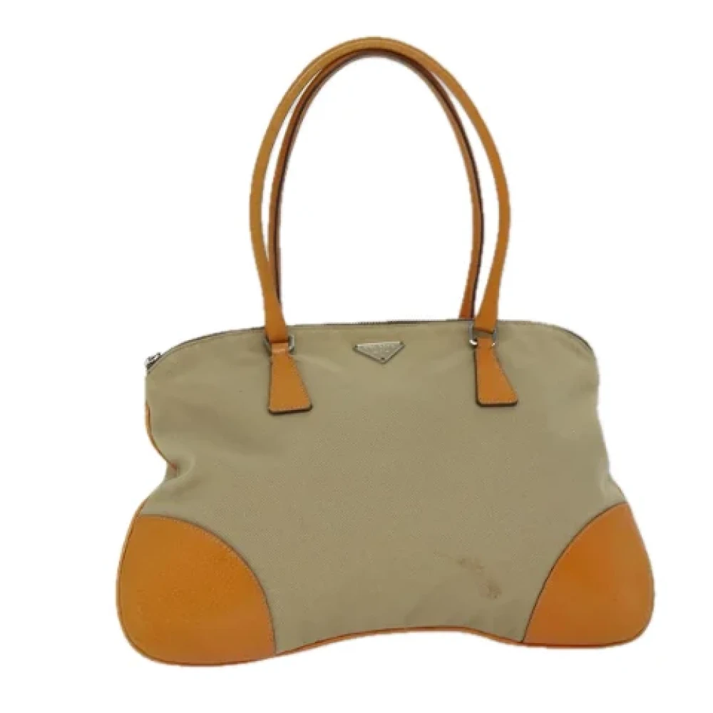 Prada Vintage Pre-owned Canvas prada-bags Beige Dames