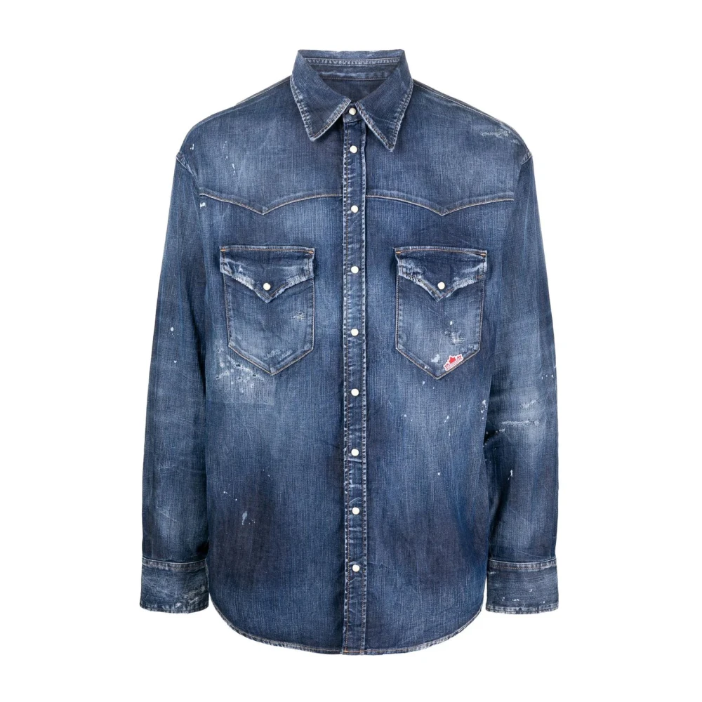 Dsquared2 Men's Blue Denim Shirt With Chest Pockets