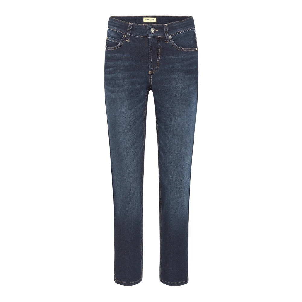 Cambio Klassiska Mörkblå Denim Cropped Jeans Blue, Dam