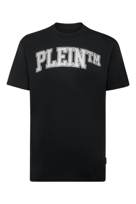 T-shirt Rund Hals Kort Ärm med Kristaller